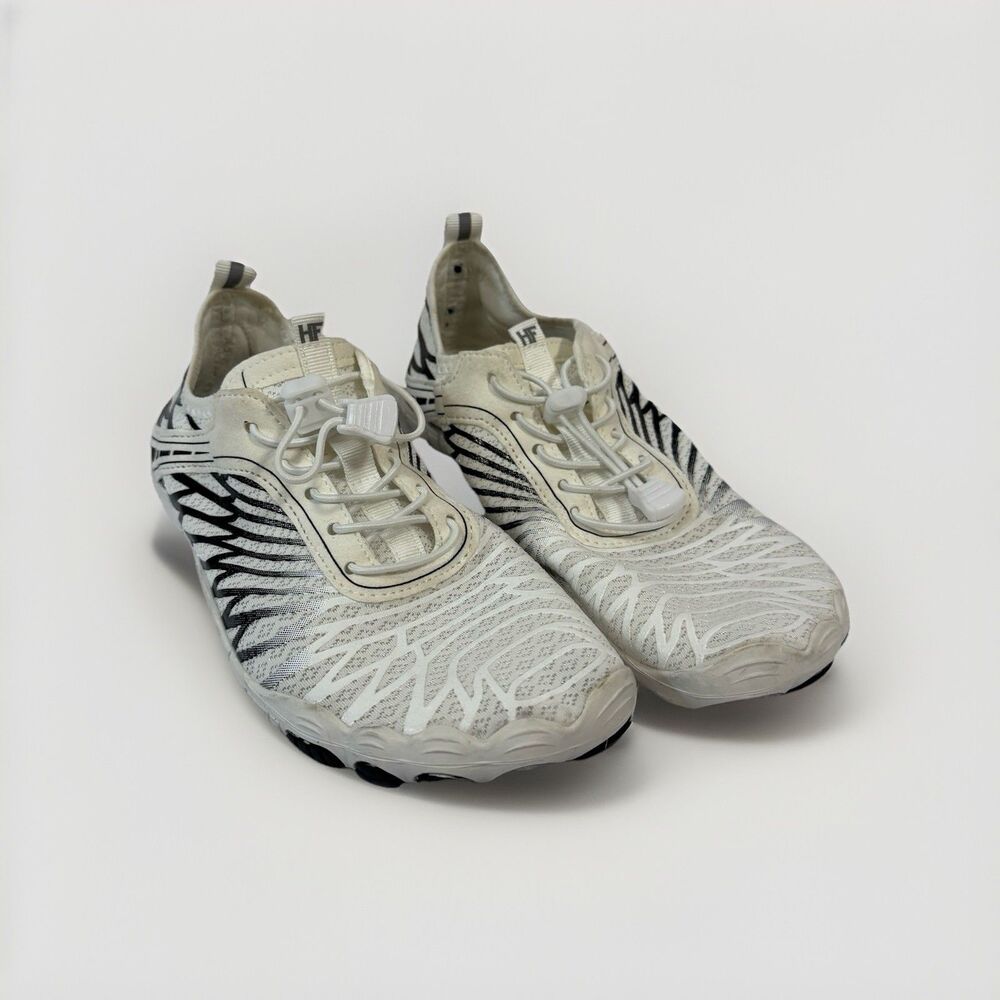 HF White Black Women's Patterned Breathable Barefoot Low Athletic Hiking Shoes